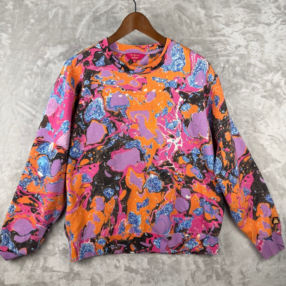 Teddy Fresh X MYFAWNWY Marble Artist Tie Dye Graphic Sweatshirt Pink size m‎